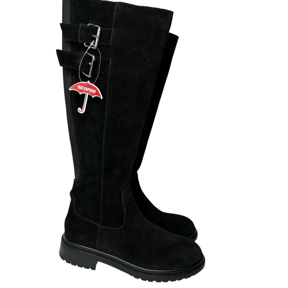 Reagan Waterproof Knee High Lug Boot in Black Suede 7.5 - Picture 4 of 14